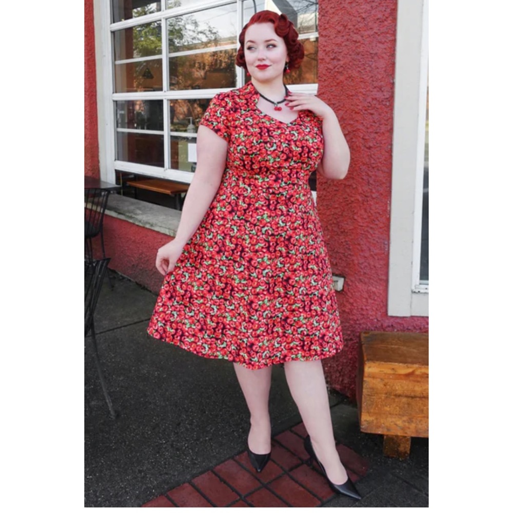 Cherry Velvet brand Jacqueline - Fresh Picked - Apple Dress 3X - Picture 2 of 6